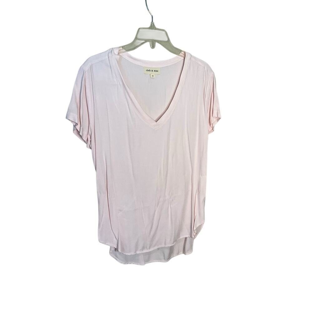 Cloth & Stone Womens V-Neck Top Short Sleeve‎ Lightweight Pink Size Medium NEW